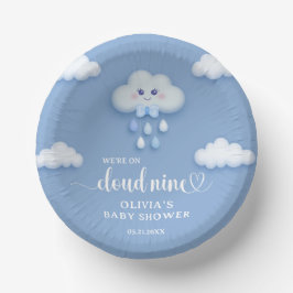 Niedliche weiße Flauschwolke 9 blassblaue Babydusc Pappteller