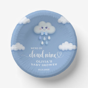 Niedliche weiße Flauschwolke 9 blassblaue Babydusc Pappteller