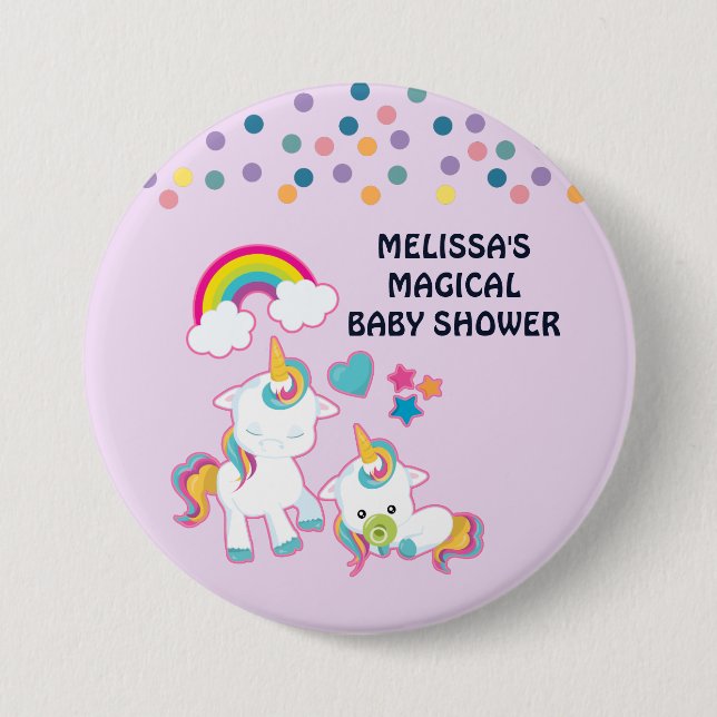 Niedliche weiße Hörner Magische Mama & Baby / Dusc Button (Vorderseite)