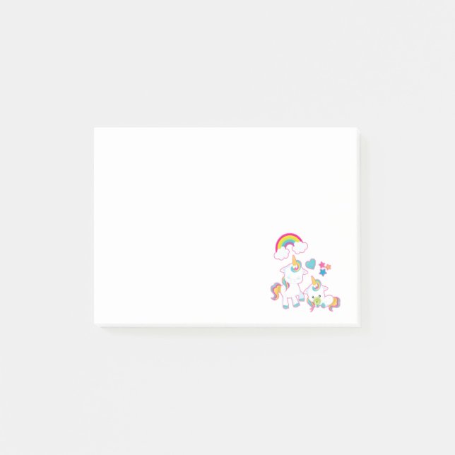 Niedliche weiße Hörner Magische Mama & Baby Post-it Klebezettel (Vorderseite)