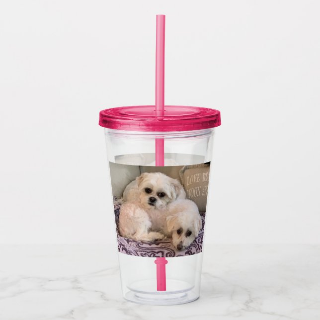 Niedliche weiße Hunde Acryltrinkbecher (Vorderseite)