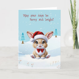 Niedliche weiße Katze im Schnee Weihnachtskarte Feiertagskarte