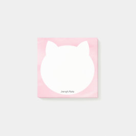 Niedliche weiße Katze Kopf Silhouette Rosa Wasserf Post-it Klebezettel