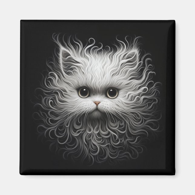 Niedliche weiße Katze Magnet (Vorne)