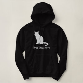 Niedliche weiße Katze Personalisiert Bestickter Hoodie