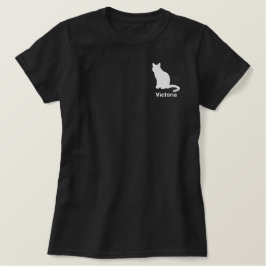 Niedliche weiße Katze Personalisiert Besticktes T-Shirt
