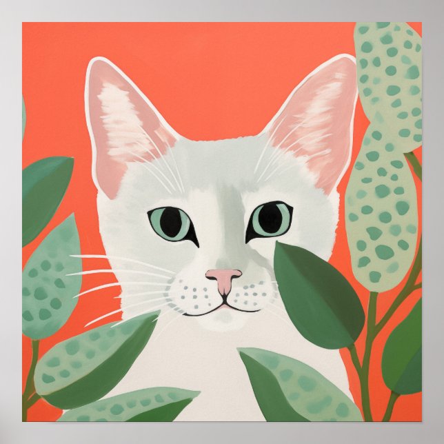 Niedliche weiße Katze Poster (Vorne)