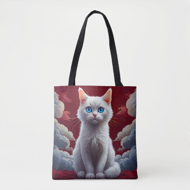 Niedliche weiße Katze Tasche (Vorderseite)