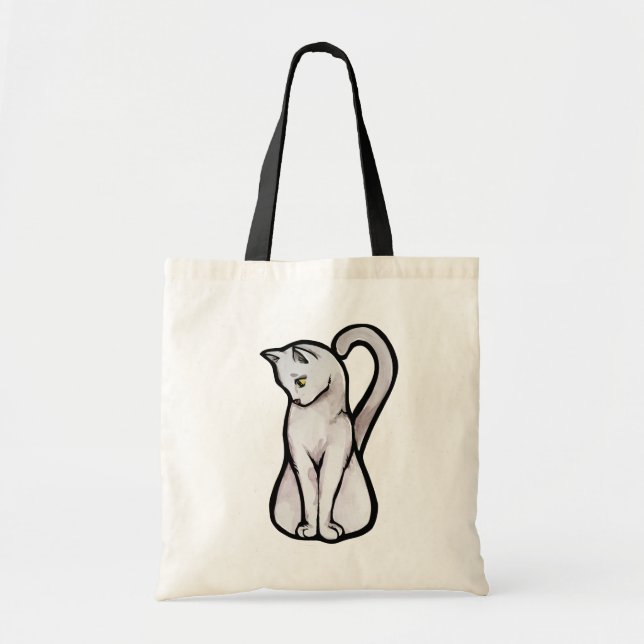 Niedliche weiße Katze Tragetasche (Vorne)