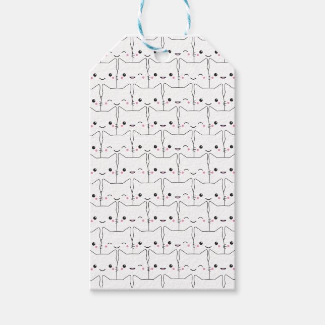 Niedliche weiße Katzen Geschenkanhänger (Vorderseite)