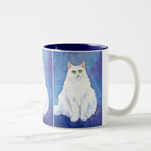 Niedliche weiße Katzen- oder Kätzchen-Tasse Zweifarbige Tasse