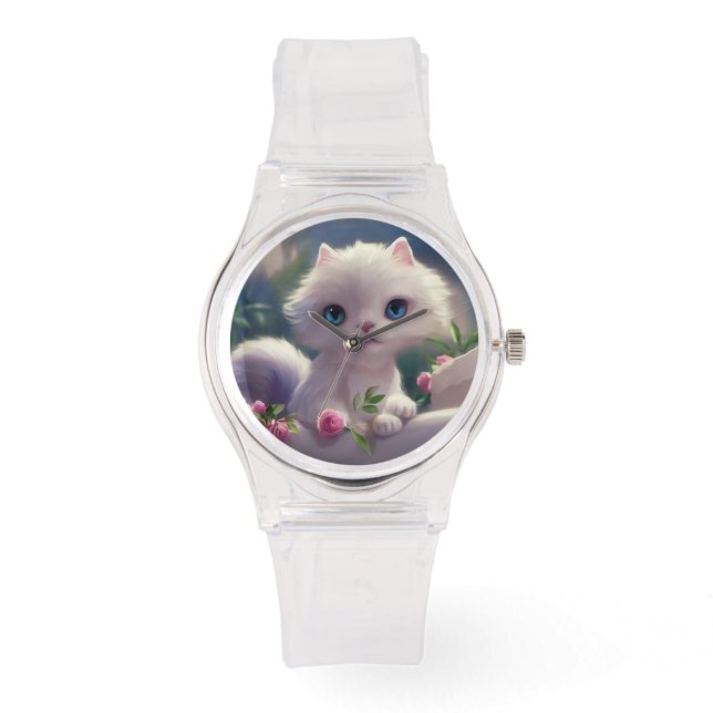 NIEDLICHE WEISSE KÜCHENKÜCHTE PINK WRIST WATCH ARMBANDUHR (Vorderseite)