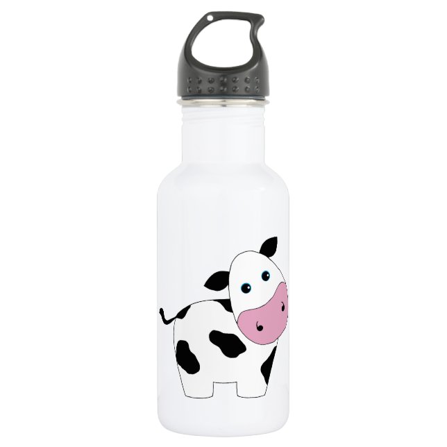 Niedliche weiße Kuh Trinkflasche (Vorderseite)