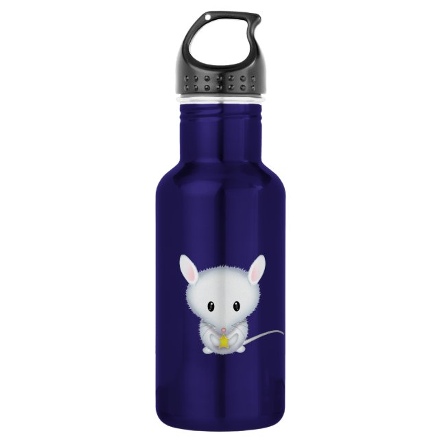 Niedliche Weiße Maus mit Star Trinkflasche (Vorderseite)