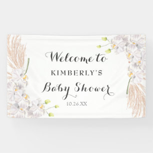 Niedliche weiße Orchideen und Pampas Babydusche Hi Banner