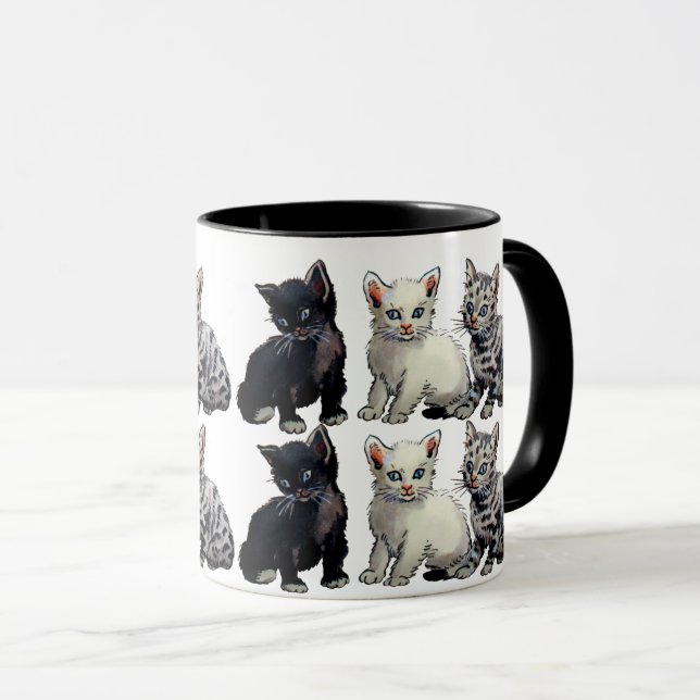 Niedliche weiße und schwarze Katze - Adorable Kite Tasse (VorderseiteRechts)