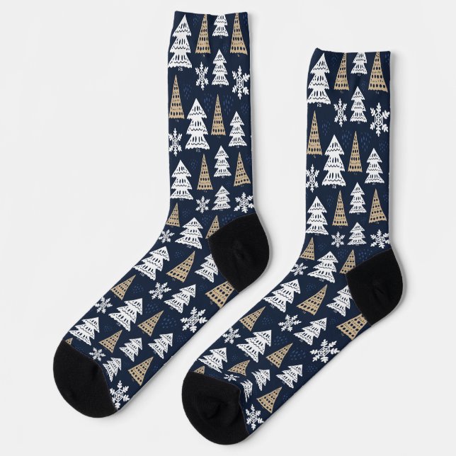 Niedliche weiße Weihnachtsbaumsocken Socken (Linkes Detail)