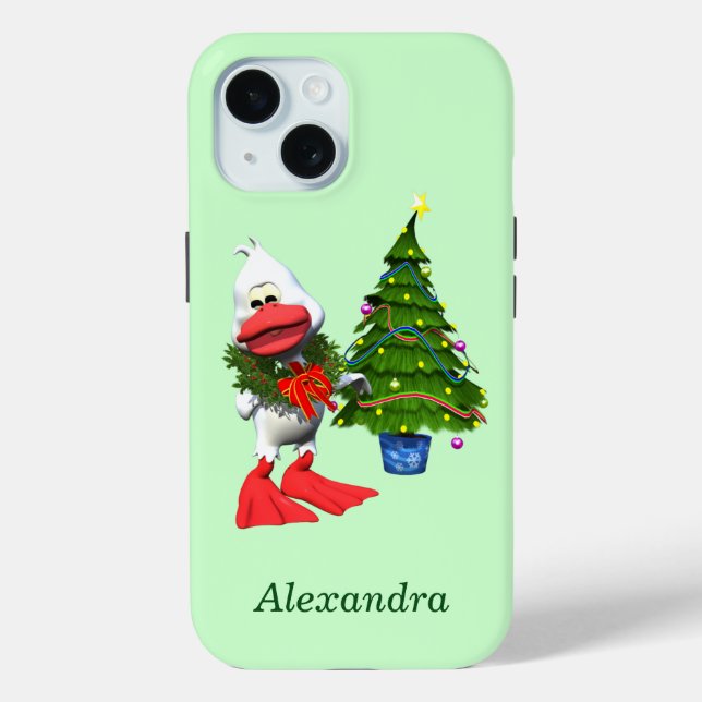 Niedliche weiße Weihnachtsente mit einem Kranz Case-Mate iPhone Hülle (Rückseite)