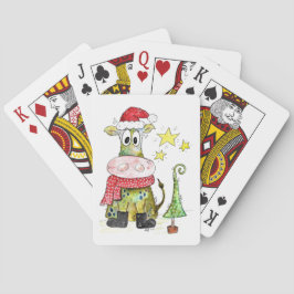 Niedliche weiße Weihnachtskuh Spielkarten