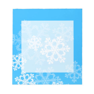 Niedliche weiße Weihnachtsschneeflocken Notizblock