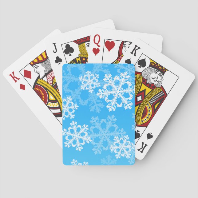 Niedliche weiße Weihnachtsschneeflocken Spielkarten (Rückseite)