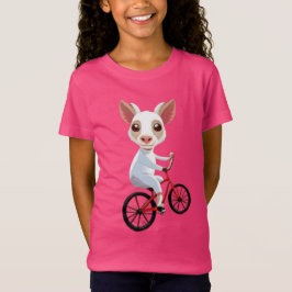 Niedliche, weiße Ziege auf dem Fahrrad T-Shirt
