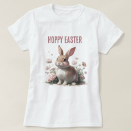 Niedliche weißliche Osterpastel Bunny Floral T-Shirt