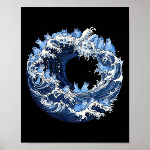 Niedliche Welle blauer Katzen für Kamala 2 Poster