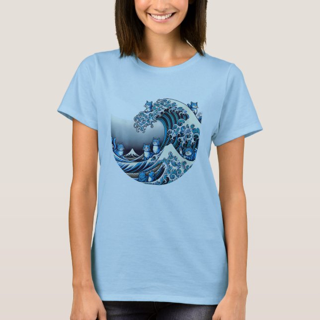 Niedliche Welle blauer Katzen für Kamala Harris 24 T-Shirt (Vorderseite)