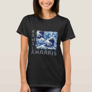 Niedliche Welle blauer Katzen für Kamala Harris Fu T-Shirt