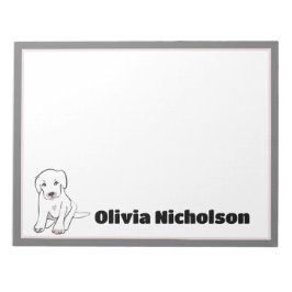 Niedliche Welpe Doodle Art Personalisiert Stationi Notizblock
