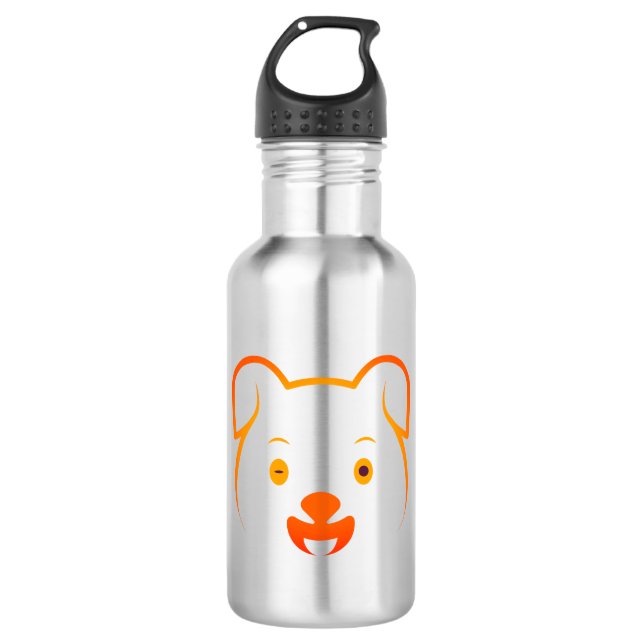 Niedliche Welpe Edelstahlflasche (Vorderseite)