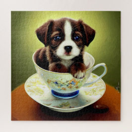 Niedliche Welpe in einem Teacup