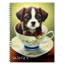 Niedliche Welpe in einem Teacup Notizblock