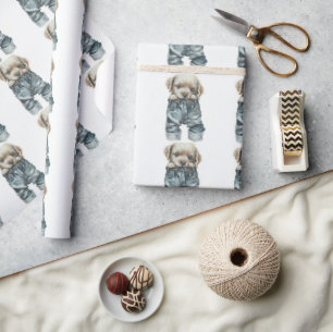 Niedliche Welpe in Jeans Art Geschenkpapier