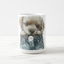 Niedliche Welpe in Jeans Art Monogram