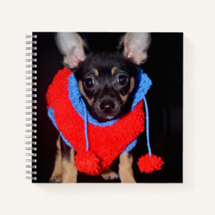Niedliche Welpe in Red Wool Sweater Notizbuch