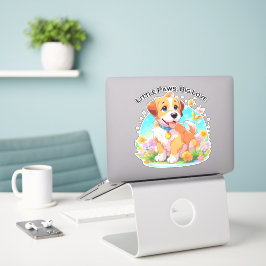 Niedliche Welpe Kleine Paws Big Liebe Aufkleber