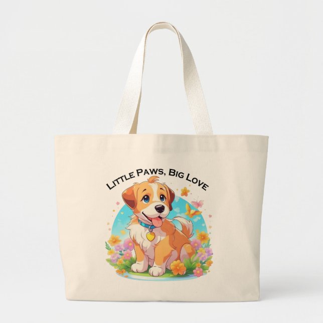 Niedliche Welpe Kleine Paws Big Liebe Jumbo Stoffbeutel (Vorne)