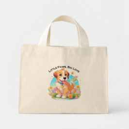 Niedliche Welpe Kleine Paws Big Liebe Mini Stoffbeutel