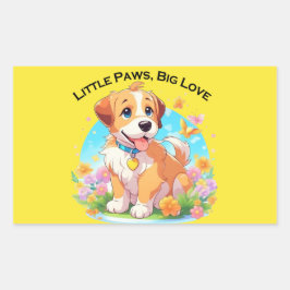 Niedliche Welpe Kleine Paws Big Liebe Rechteckiger Aufkleber