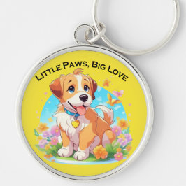 Niedliche Welpe Kleine Paws Big Liebe Schlüsselanhänger