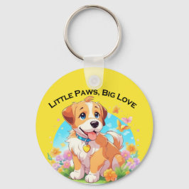 Niedliche Welpe Kleine Paws Big Liebe Schlüsselanhänger