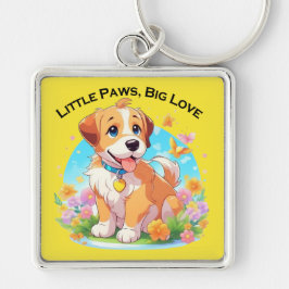 Niedliche Welpe Kleine Paws Big Liebe Schlüsselanhänger
