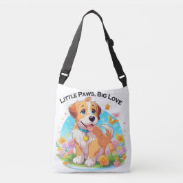 Niedliche Welpe Kleine Paws Big Liebe Tragetaschen Mit Langen Trägern