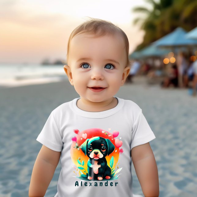 Niedliche Welpe-Liebe Baby T-shirt (Von Creator hochgeladen)