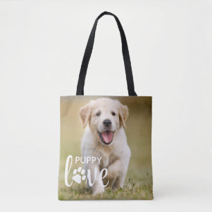 Niedliche Welpe Liebe Personalisiert Foto Haustier Tasche