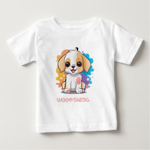 Niedliche Welpe mit farbenfrohen Spots Baby T-shirt