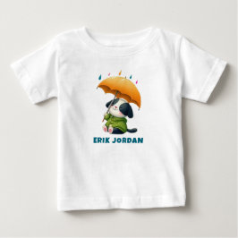 Niedliche Welpe mit Umbrella Stares in den Himmel Baby T-shirt
