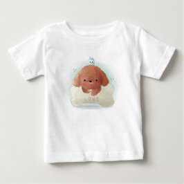 Niedliche Welpe mit Vogel und Knochen Baby T-shirt